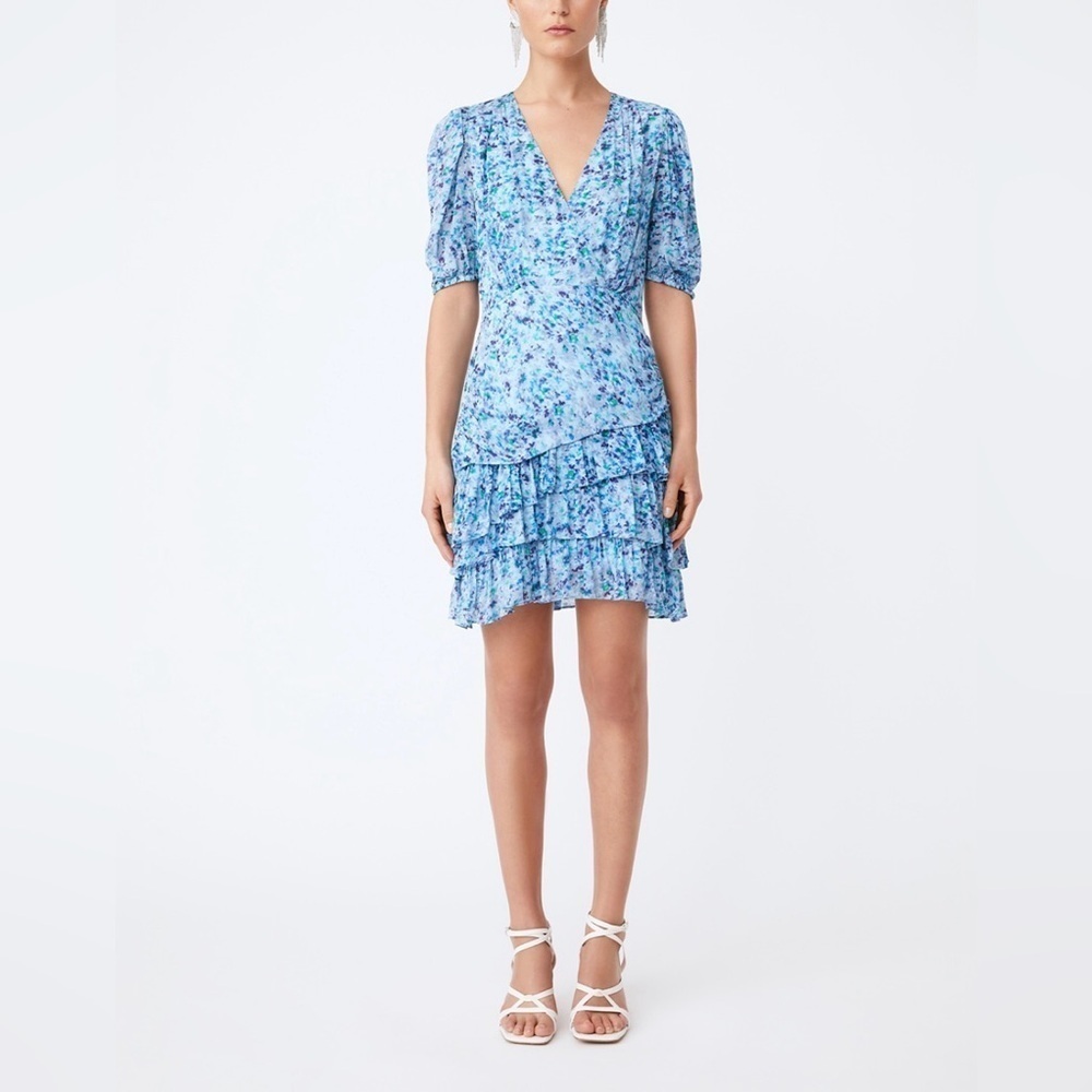 Suncoo Paris Clea Blue Ruffled Mini Dress - Picture 14 of 16